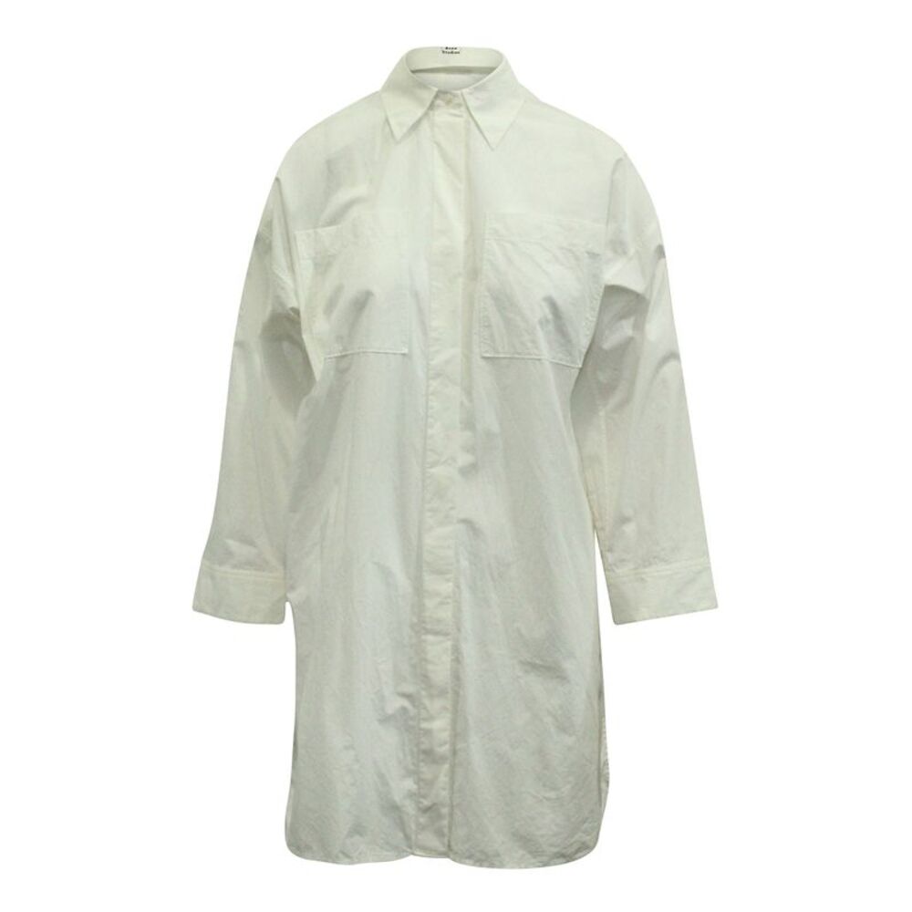 Acne Studios Oversized Shirt Dress in White Cotton